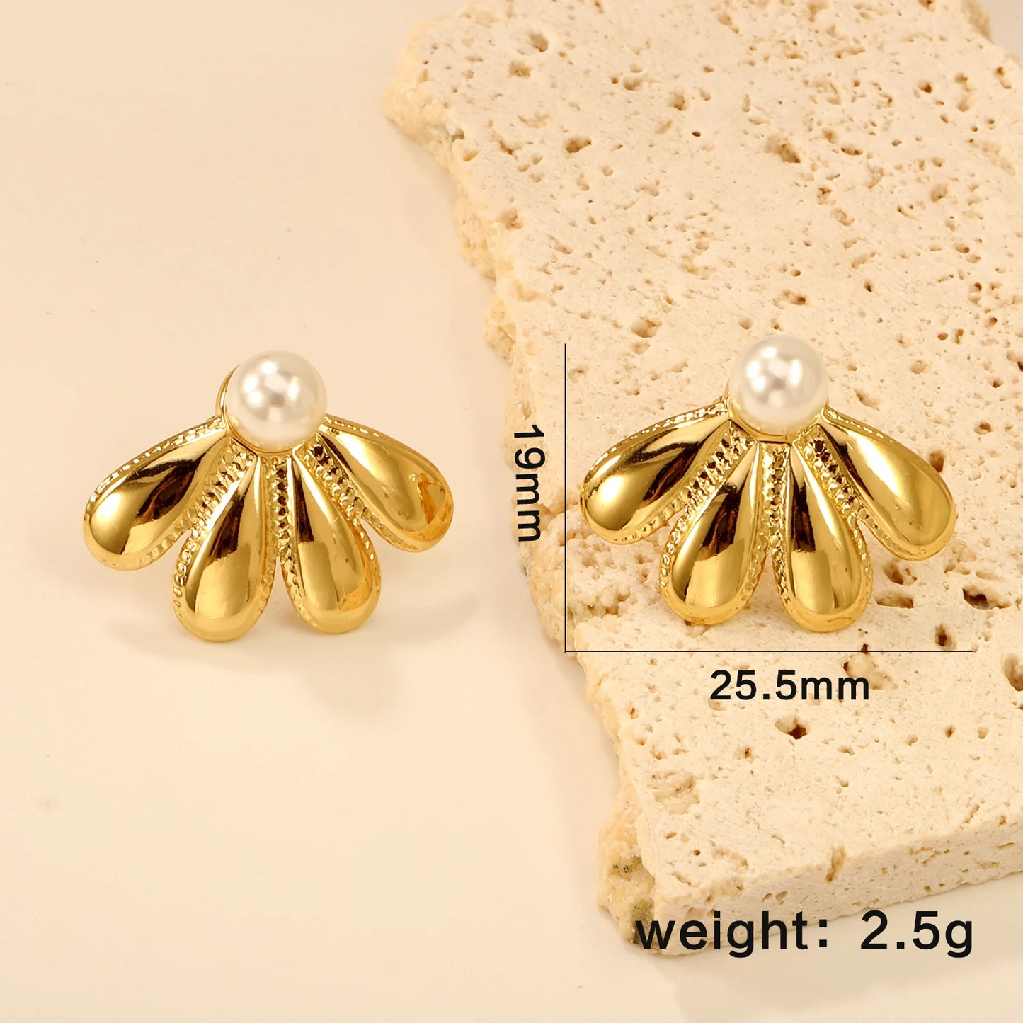 2PC Women's Fashion Trendy Stainless Steel Flower Earrings Necklace Set Gold-Plated Jewellry Party Dressing Gifts
