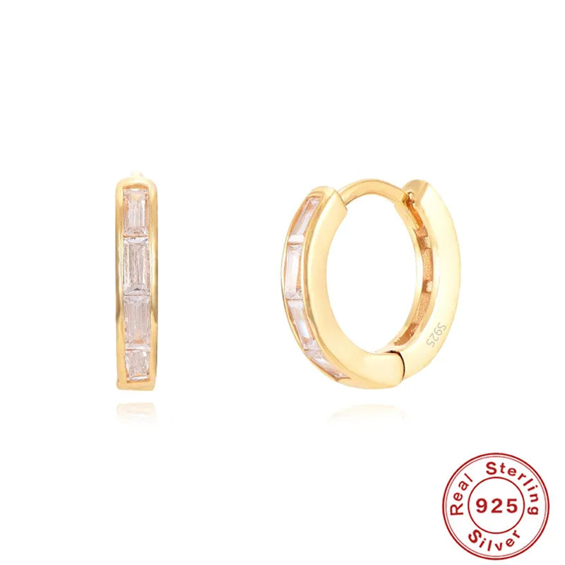 Simple Luxury Circle Zircon Earring 925 Sterling Silver Crystal CZ Hoop Earrings for Women Gold Silver Fashion Jewelry