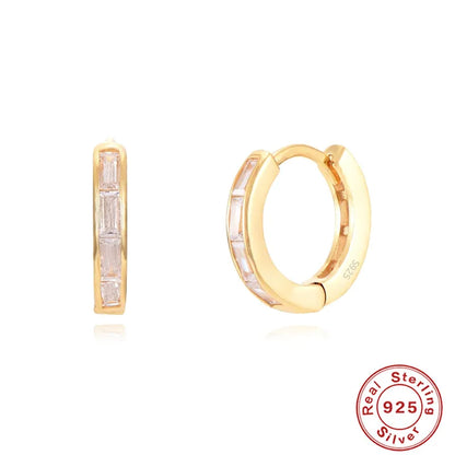 Simple Luxury Circle Zircon Earring 925 Sterling Silver Crystal CZ Hoop Earrings for Women Gold Silver Fashion Jewelry