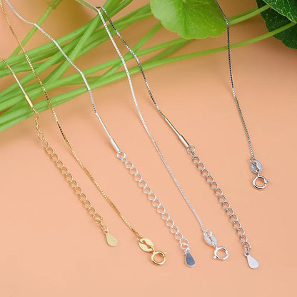 925 Sterling Silver Necklace Women DIY Beaded Box Chain Thread Necklace Bare Chain Twist Chain Swivel Chain