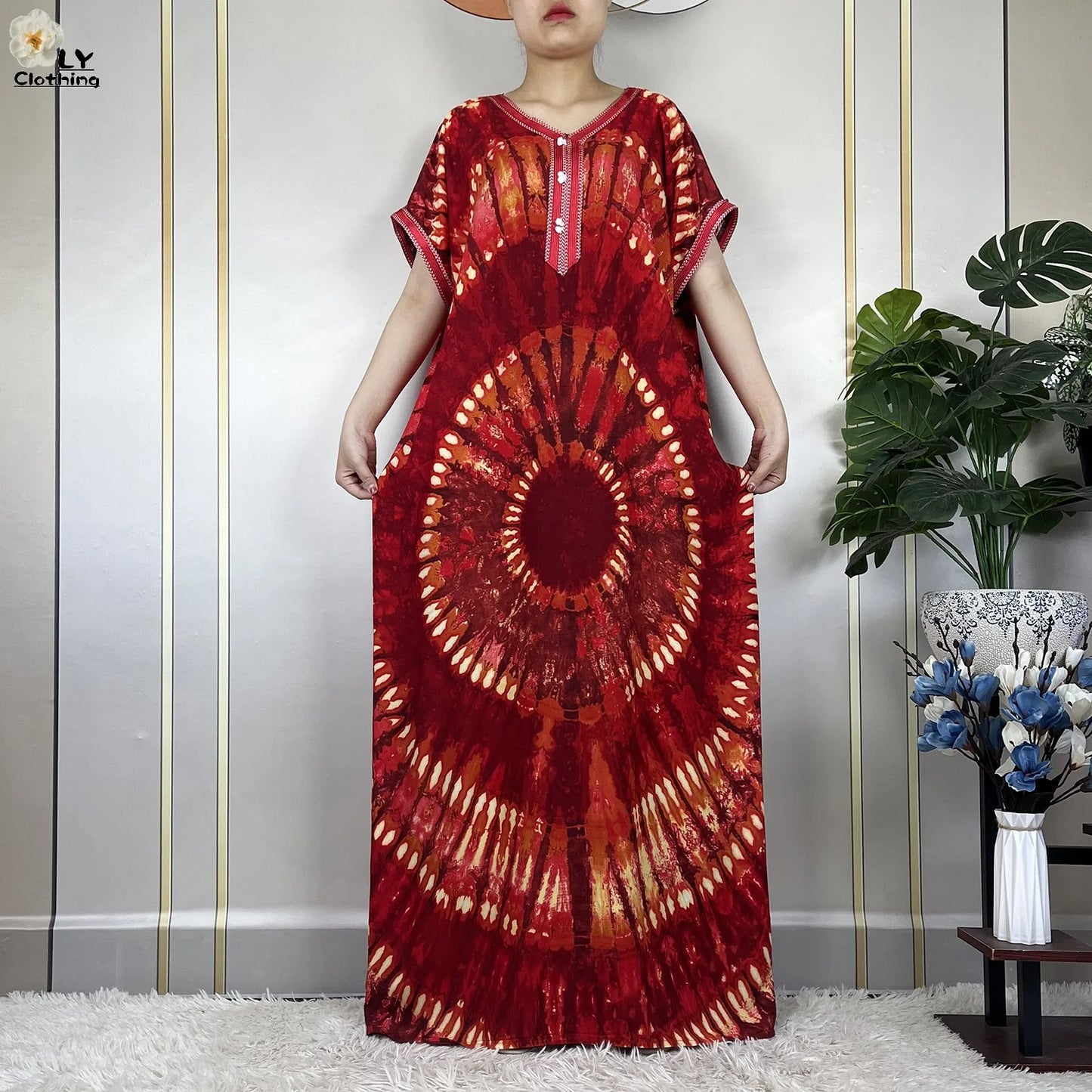 New Style African Abaya Fashion Clothes Summer Short Sleeve Dashiki Dresses Loose Boubou Maxi African Islam Women Casual Dress