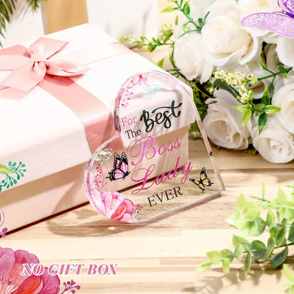 1pc Ladies Acrylic Heart Gift Best Boss Ladies Desk Gift Plaque Keepsake Thank You Gift Birthday Gift