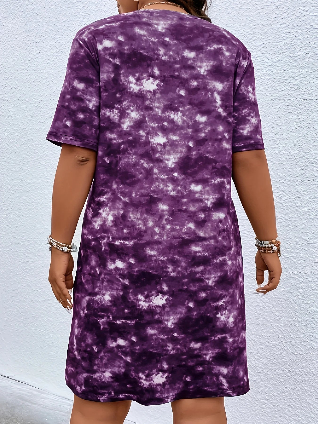 Europe and America Plus Size Women Casual Dress Summer Comfortable short sleeve simple Female Gradient Holiday street Dress