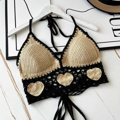Beach Wear Women Swimwear Top Fashion Bohemian with Chest Pads Summer Sling Sexy Crochet Short Vest Street
