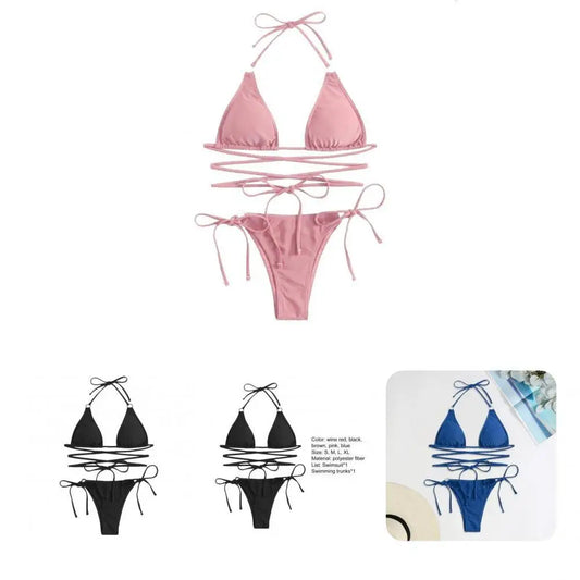 Women Swimsuit Beachwear Bikini Set Slim Fit Padded  Chic Comfortable Women Swimwear