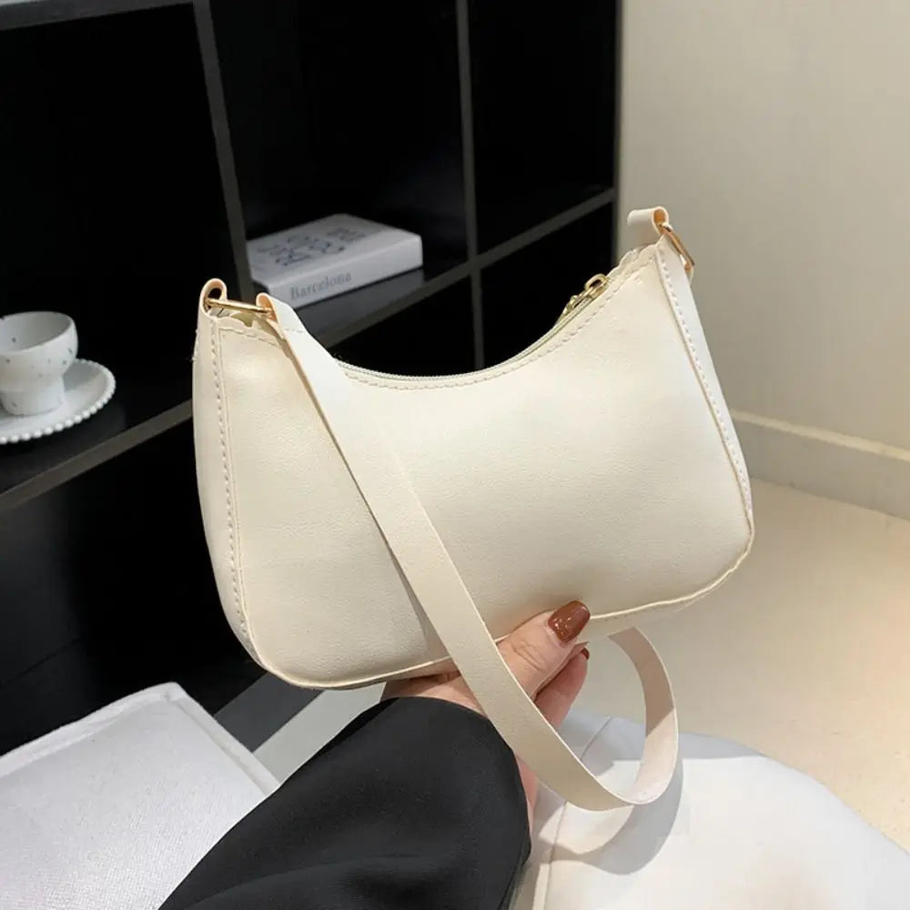Women's Fashion Handbags Retro Solid Color PU Leather Shoulder Underarm Bag Casual Hobos Handbags