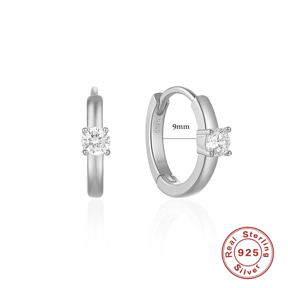 Simple Luxury Circle Zircon Earring 925 Sterling Silver Crystal CZ Hoop Earrings for Women Gold Silver Fashion Jewelry