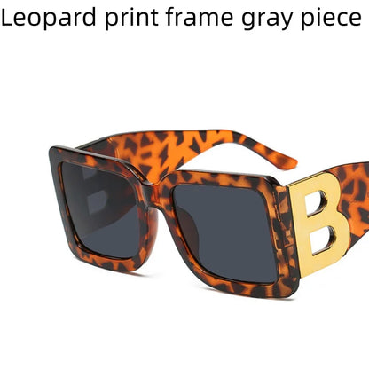 Women's Sunglasses Large Frame Square B Letter Trendy Vintage Fashionable Wear For Gatherings, Outdoor Driving UV400 Shades