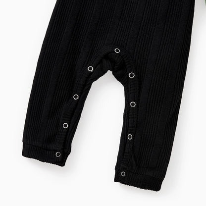 Family Matching Sets Green Color Block Long Sleeves Ribbed Tops/Dress/Romper