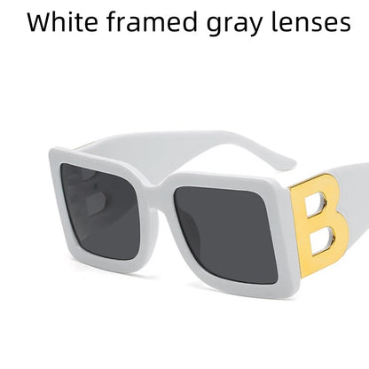 Women's Sunglasses Large Frame Square B Letter Trendy Vintage Fashionable Wear For Gatherings, Outdoor Driving UV400 Shades