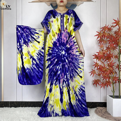 New Style African Abaya Fashion Clothes Summer Short Sleeve Dashiki Dresses Loose Boubou Maxi African Islam Women Casual Dress