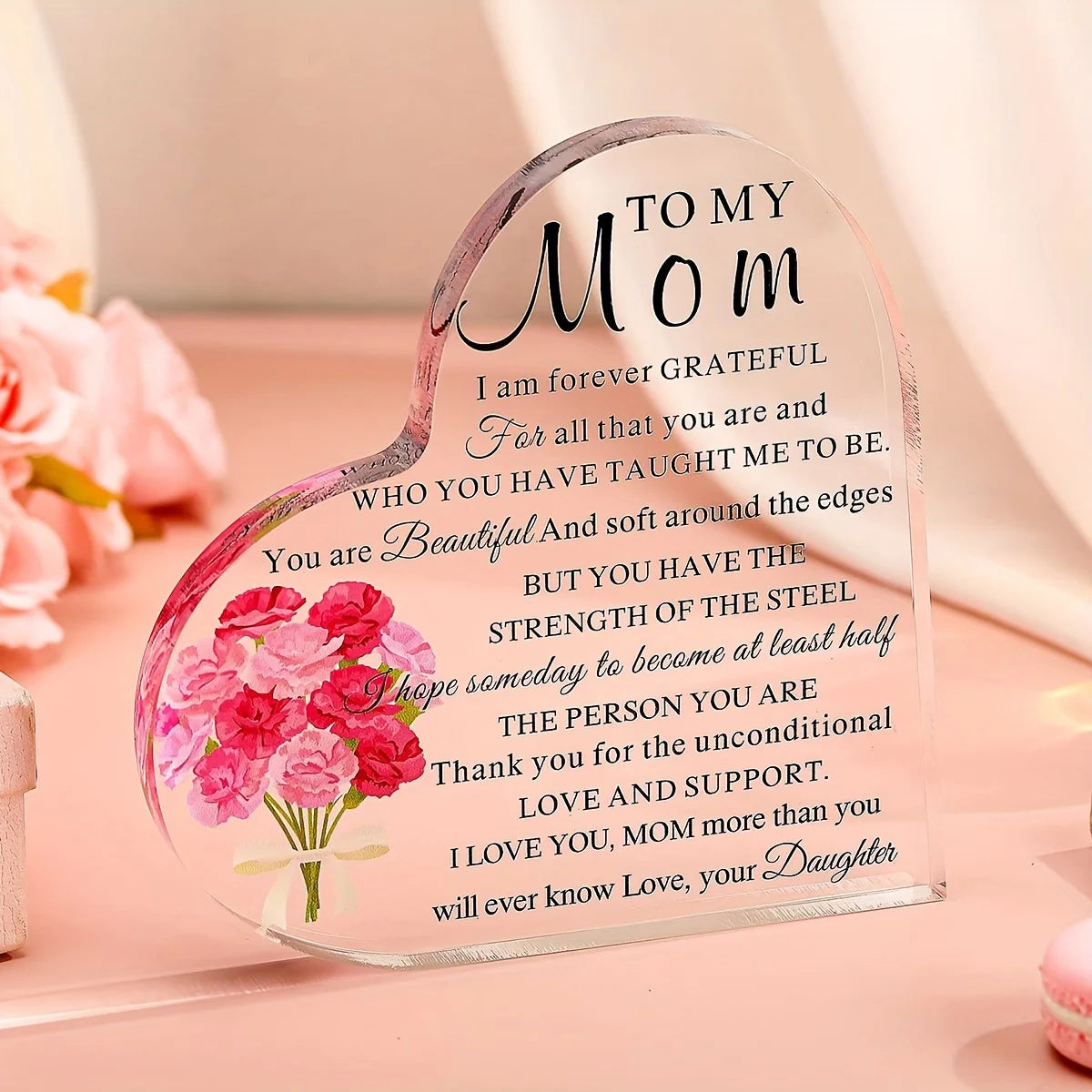 1pc Acrylic Mum Gift for Mum Birthday Gift for Mum Meaningful Gift Acrylic Heart Shaped Memorial Anniversary Gift