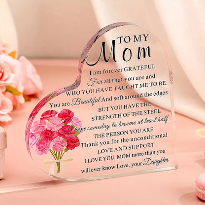 1pc Acrylic Mum Gift for Mum Birthday Gift for Mum Meaningful Gift Acrylic Heart Shaped Memorial Anniversary Gift