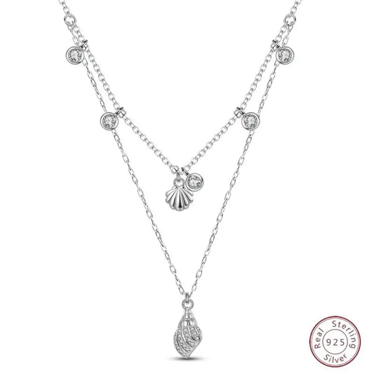 Necklace 925 Sterling Silver Shell Classic Simple Adjustable Women Girls Fashion Jewelry Gift