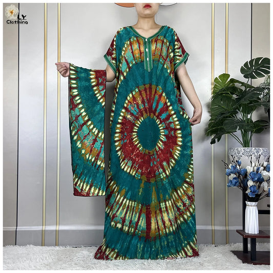 New Style African Abaya Fashion Clothes Summer Short Sleeve Dashiki Dresses Loose Boubou Maxi African Islam Women Casual Dress