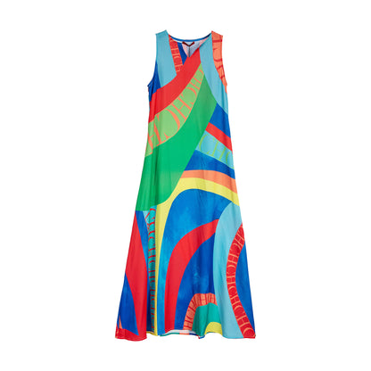 New Summer Women's Loose Long Dress Sleeveless V-neck  A-line Elegant Dresses for Women Casual Dress