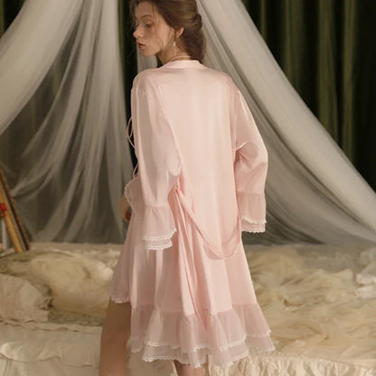 Sexy Pajamas Straps Nightdress Loungewear Women Sleepwear Lace Deep V-Neck Nightgown Split Hem Soft Lingerie Female Home Clothes