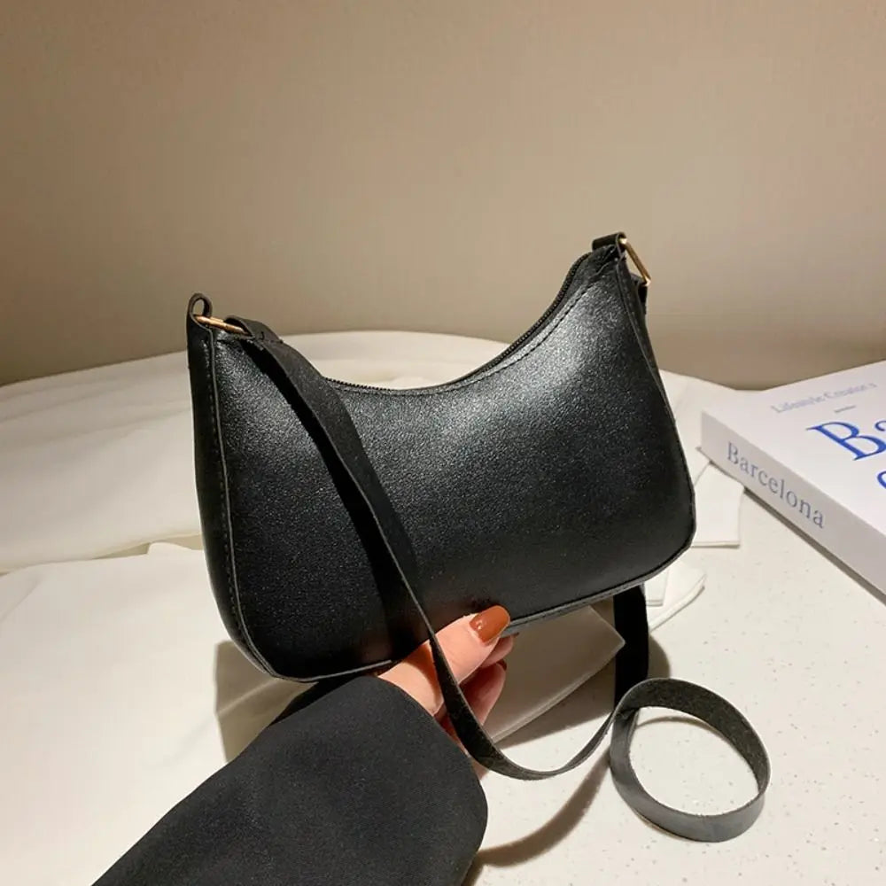 Women's Fashion Handbags Retro Solid Color PU Leather Shoulder Underarm Bag Casual Hobos Handbags