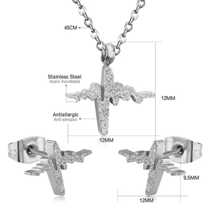 Trendy Jewelry Set Stainless Steel Silver/Gold Color Woman/Men Wholesale Heart Pendant Necklace Earings Bridal Sets