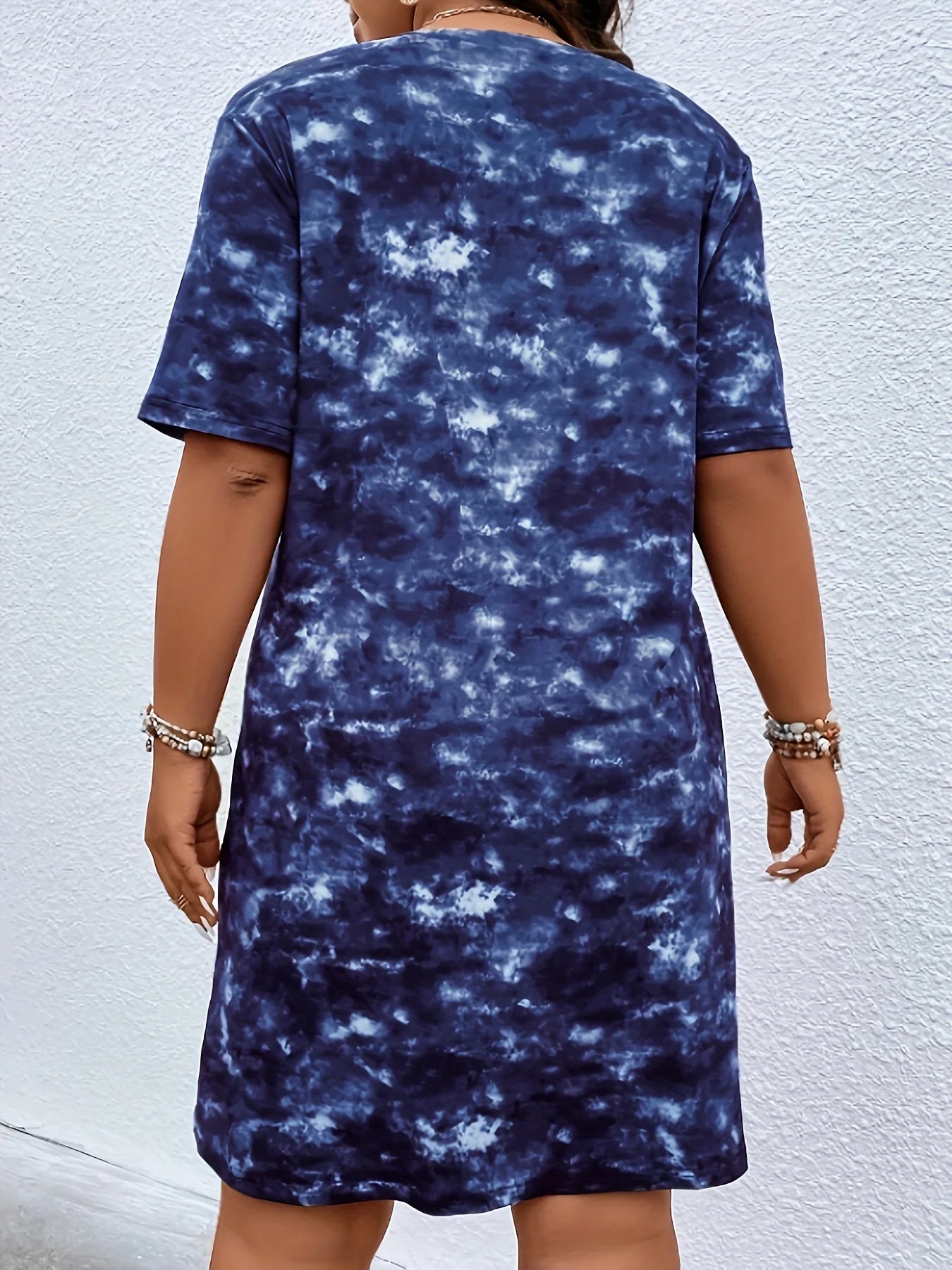 Europe and America Plus Size Women Casual Dress Summer Comfortable short sleeve simple Female Gradient Holiday street Dress