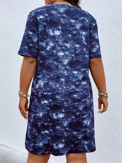 Europe and America Plus Size Women Casual Dress Summer Comfortable short sleeve simple Female Gradient Holiday street Dress