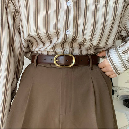 Women Belts Pu Leather Simple Metal Buckle Belt Girls Dress Jean Pants Waistband Belt