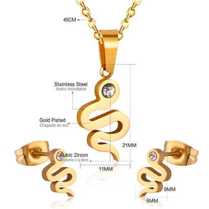 Trendy Jewelry Set Stainless Steel Silver/Gold Color Woman/Men Wholesale Heart Pendant Necklace Earings Bridal Sets