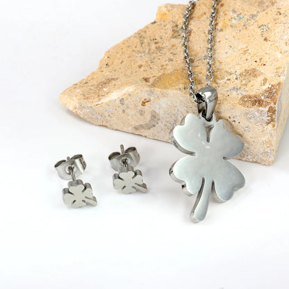 Trendy Jewelry Set Stainless Steel Silver/Gold Color Woman/Men Wholesale Heart Pendant Necklace Earings Bridal Sets