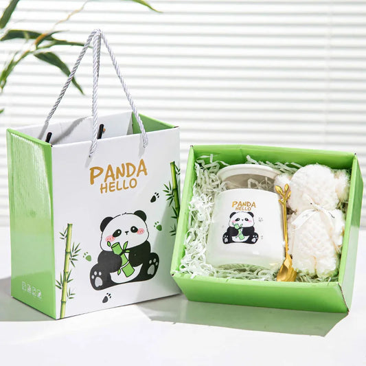 Panda mug ceramic cup birthday gift towel cup gift opening gift