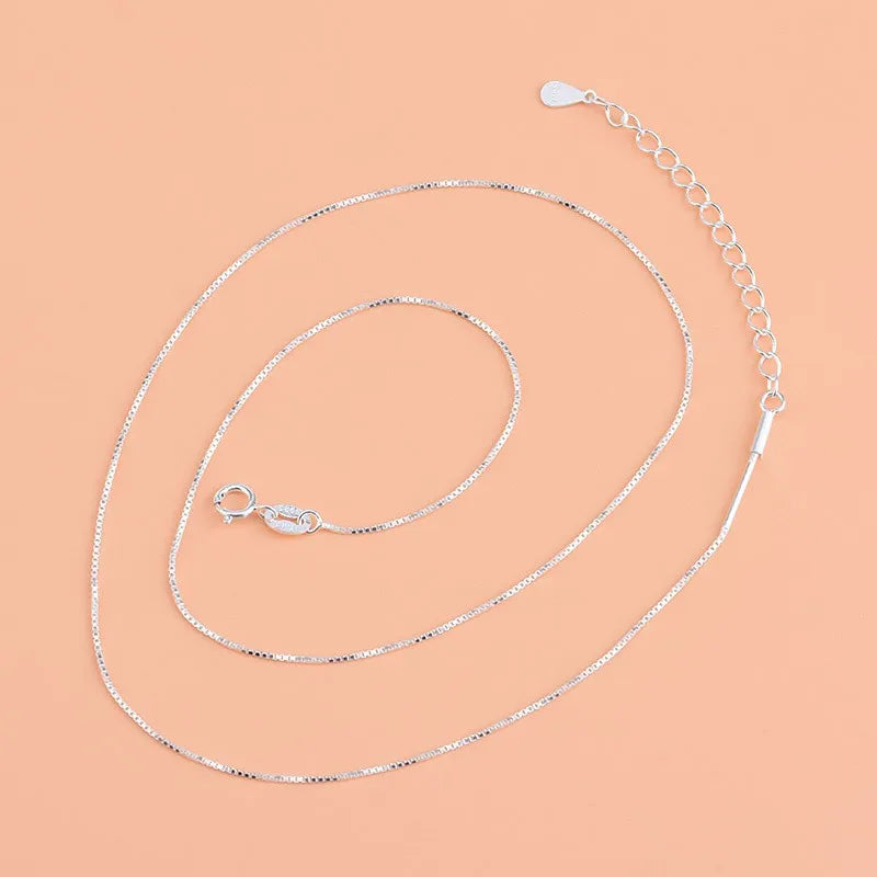 925 Sterling Silver Necklace Women DIY Beaded Box Chain Thread Necklace Bare Chain Twist Chain Swivel Chain