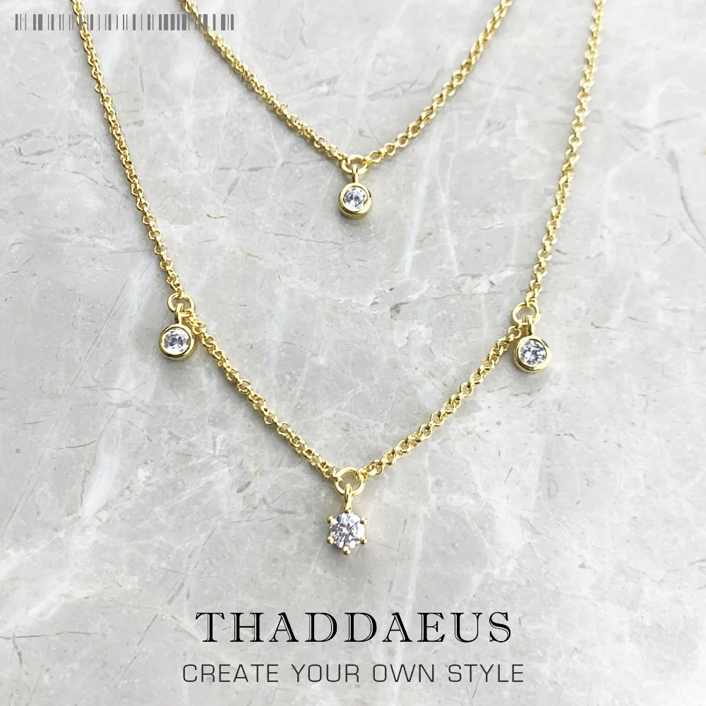 Necklace Double Chain Brand New Minimalist Fine Jewelry Europe 925 Sterling Silver Bohemia Gift For Women