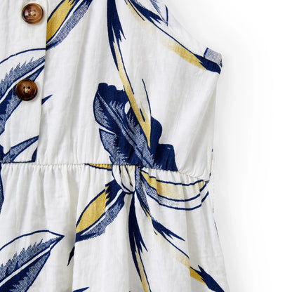 Family Matching Sets Plant Floral Shirt or Drawstring Front Halter Strap A-Line Dress