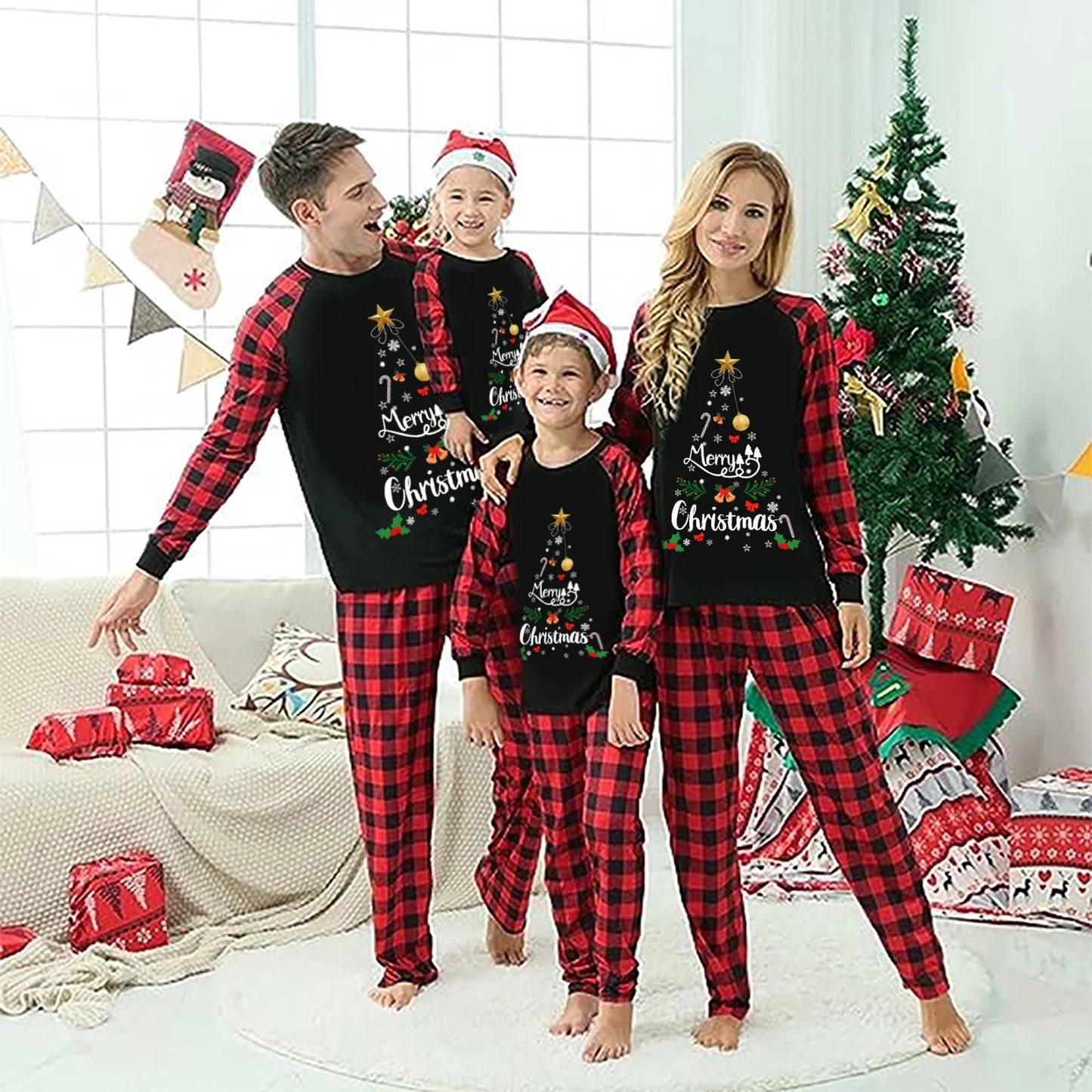 Fashion Christmas Pajamas for Family Xmas Pajamas Family Christmas Pjs Matching Sets Holiday Nightwear Jammies