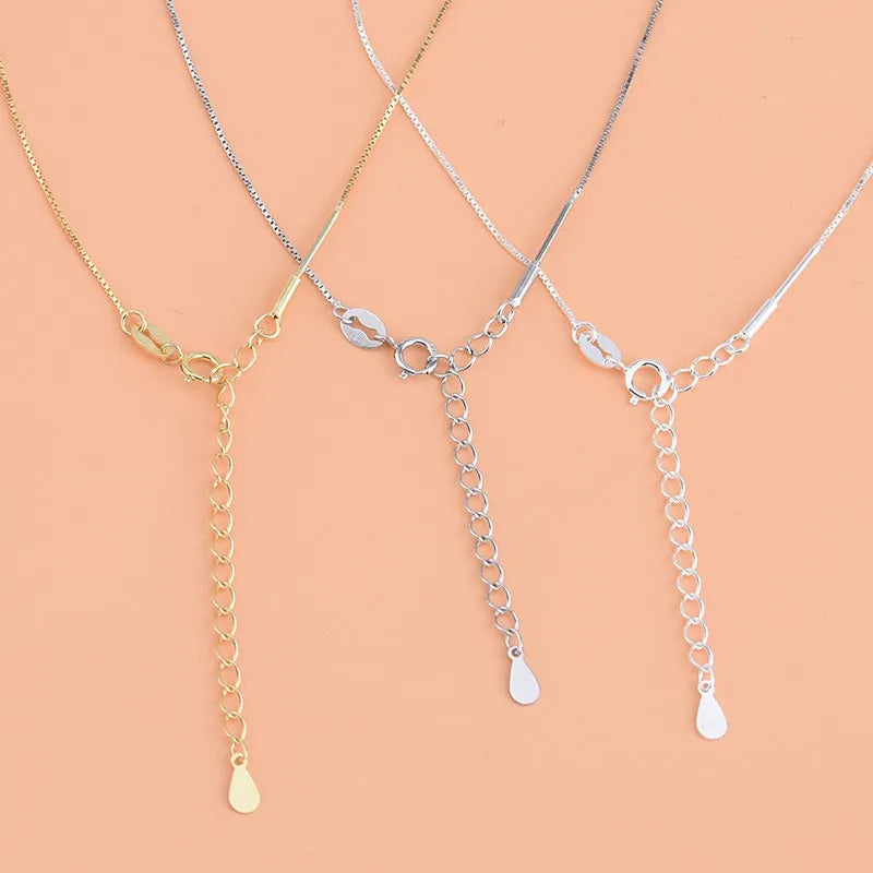 925 Sterling Silver Necklace Women DIY Beaded Box Chain Thread Necklace Bare Chain Twist Chain Swivel Chain