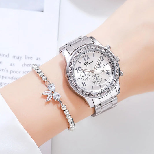 Women  Watches Geneva Classic Rhinestone Watch Women Watches Ladies Fashion Gold Watch Clock