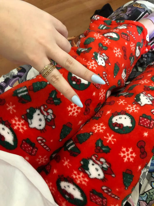 Y2K Christmas Hello Kitty Pajama Pants Anime Flannel Fashion Pants Cute Cartoon Couple Casual Loungewear Women Leisure Trousers