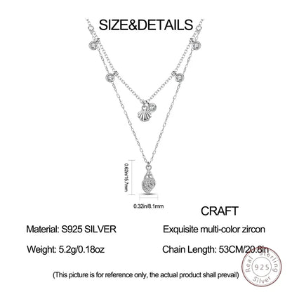 Necklace 925 Sterling Silver Shell Classic Simple Adjustable Women Girls Fashion Jewelry Gift