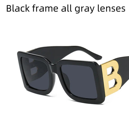 Women's Sunglasses Large Frame Square B Letter Trendy Vintage Fashionable Wear For Gatherings, Outdoor Driving UV400 Shades