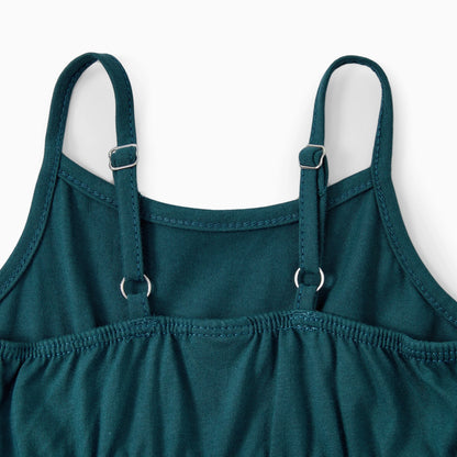 Family Matching Sets Leaf Pattern Beach Shirt or Drawstring Front Spliced Floral High-Low Dress