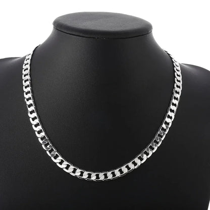 925 Sterling Silver Necklace High Quality Jewelry For Women Men 40-60cm 8mm Chain Solid Fashion Wedding Christmas Gifts