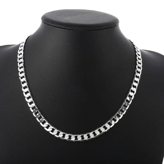 925 Sterling Silver Necklace High Quality Jewelry For Women Men 40-60cm 8mm Chain Solid Fashion Wedding Christmas Gifts