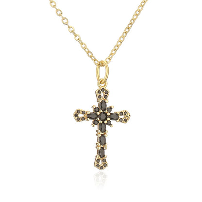 Fashion Female Cross Pendants Gold Color AAA CZ Stone Cross Pendant Necklace Jewelry For Men/Women Wholesale