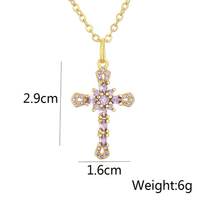 Fashion Female Cross Pendants Gold Color AAA CZ Stone Cross Pendant Necklace Jewelry For Men/Women Wholesale