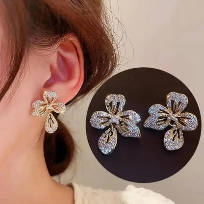 925 Silver Needle Korean Fashion Crystal Heart Earrings For Women Jewelry 2025 Trending New Luxury Women's Hoop Earrings Brincos