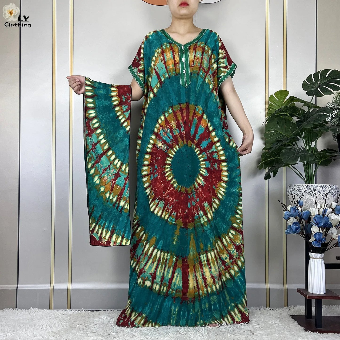 New Style African Abaya Fashion Clothes Summer Short Sleeve Dashiki Dresses Loose Boubou Maxi African Islam Women Casual Dress