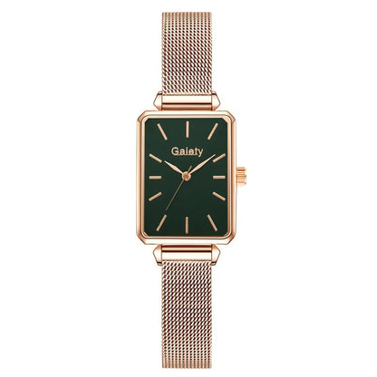 2pcs Set Women Watches Fashion Square Ladies Quartz Watch Bracelet Simple Rose Gold Mesh Luxury Women Watches Relogio Feminino