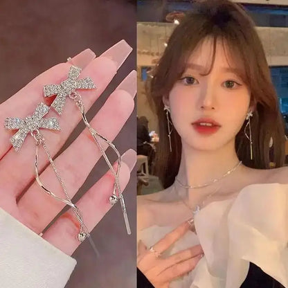 925 Silver Needle Korean Fashion Crystal Heart Earrings For Women Jewelry 2025 Trending New Luxury Women's Hoop Earrings Brincos