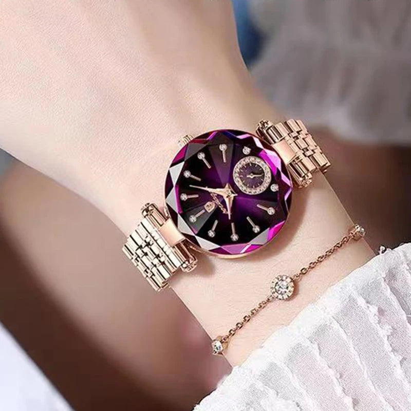 Brand Women Watches Fashion Square Ladies Quartz Watch Bracelet Set Green Dial Simple Rose Gold Mesh Luxury Women Watches