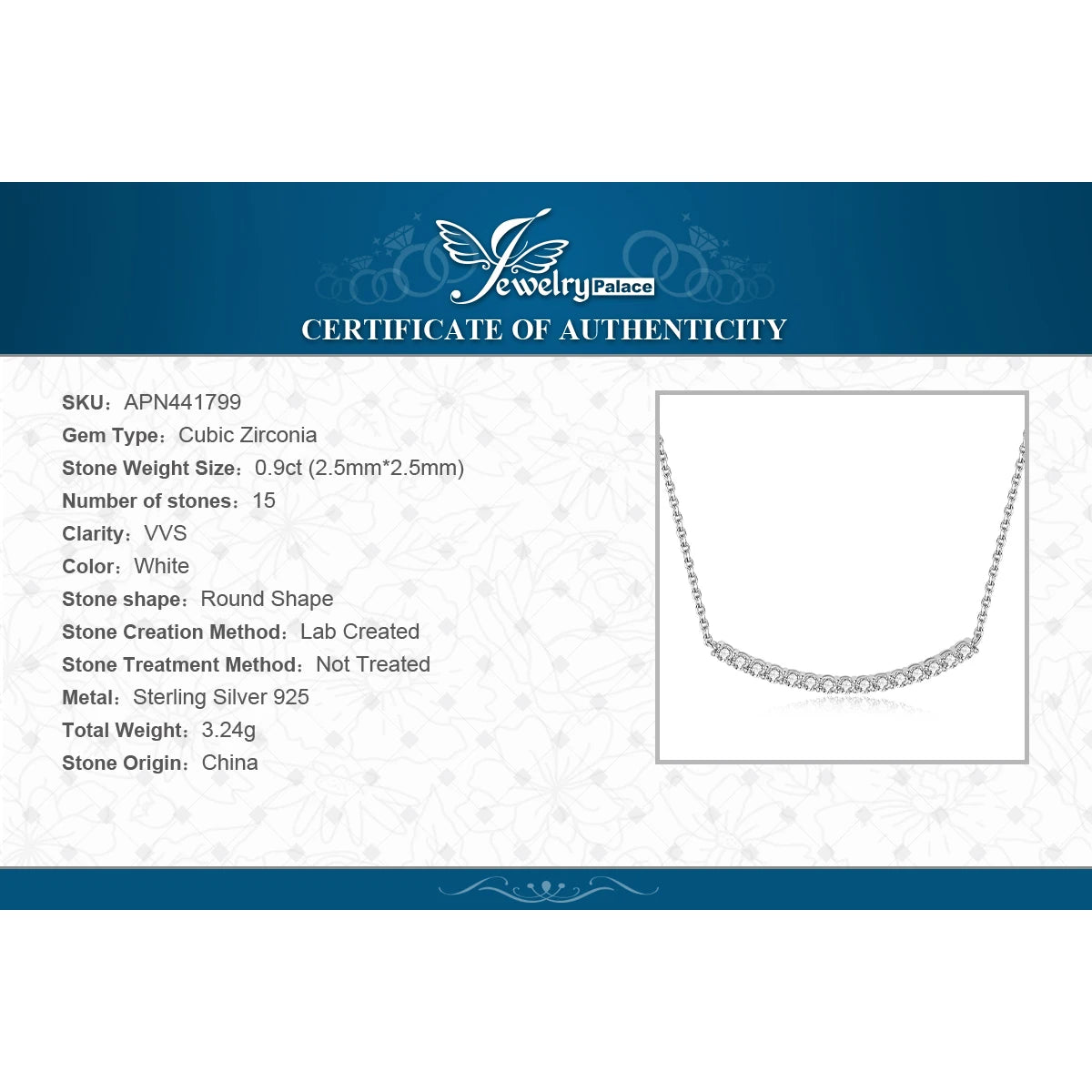 JewelryPalace 5A Cubic Zirconis 925 Sterling Silver Necklace for Woman Luxury Choker 45cm Yellow Gold Plated Fashion Gift