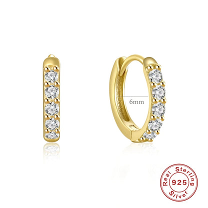 Simple Luxury Circle Zircon Earring 925 Sterling Silver Crystal CZ Hoop Earrings for Women Gold Silver Fashion Jewelry